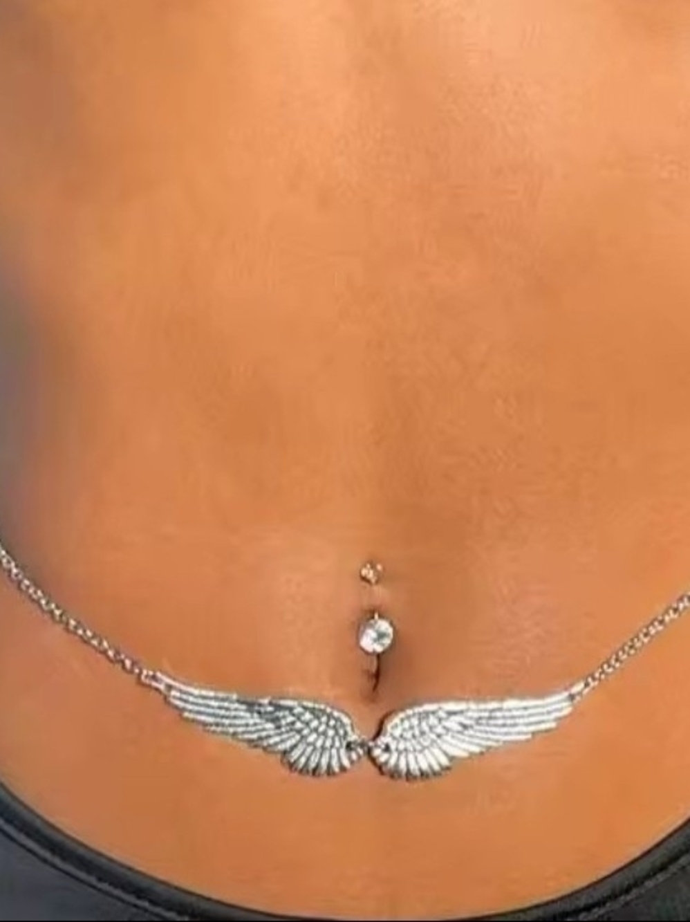 Silver Angel Wing Belly Chain Necklace - Women's Fashion Jewelry